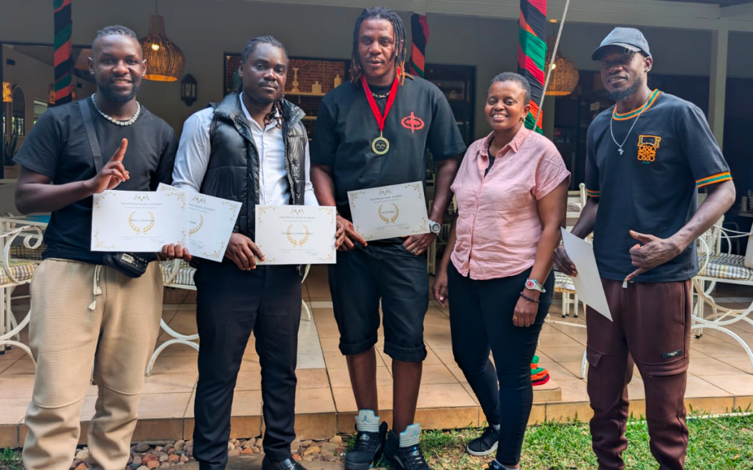 AMA General Delegate Sonia Hakuziyaremye with our 2025 laureates in Zambia